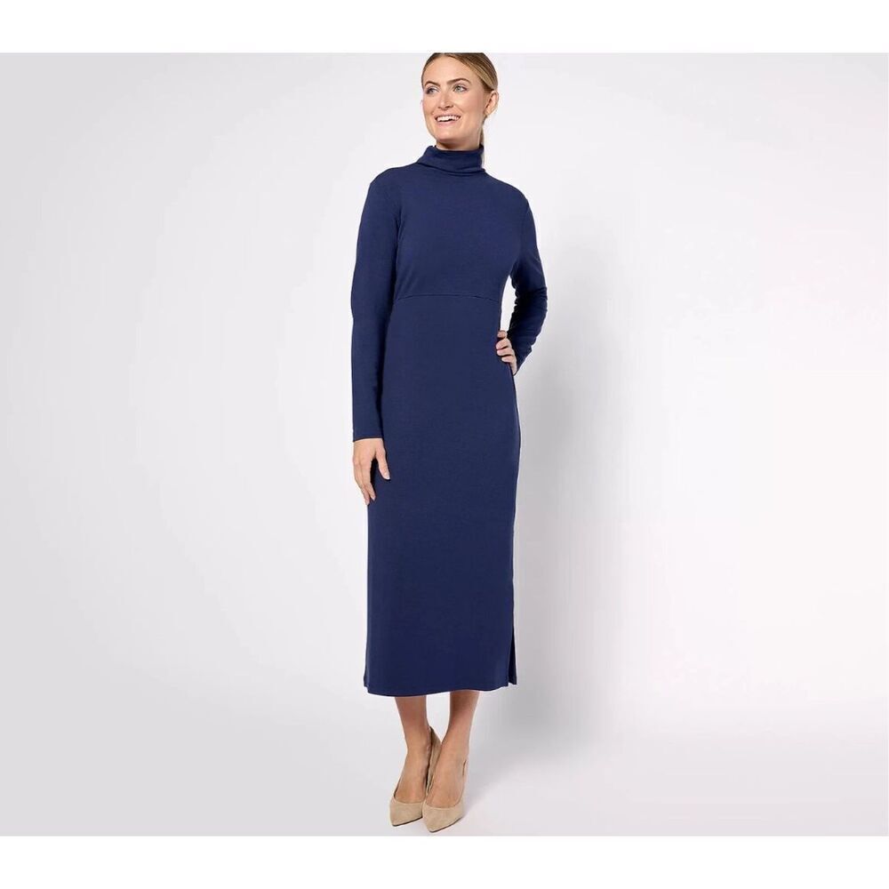 Women With Control NWT Finespun Jersey Tummy Control Midi Dress Blue Size 1XP